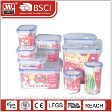 Recipiente de armazenamento de comida de plástico com caixa de cor